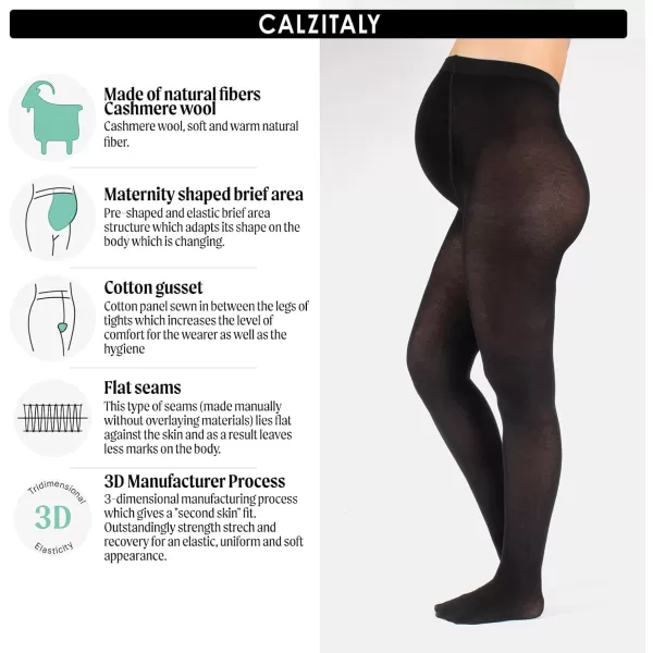 imageCALZITALY Maternity Tights Opaque Maternity Tights Cashmere Wool Maternity Pantyhose 150DEN Made in Italy