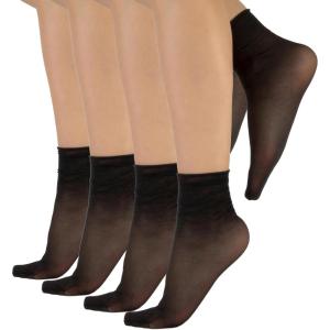 image4 Pairs Sheer Pop Socks NonElastic Ankle Sock  20 DEN  Italian Hosiery One Size Black