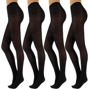 image:image4 PAIRS WOMAN OPAQUE TIGHTS  MICROFIBER PANTYHOSE WITH NUDE BRIEF AREA  BLACK  50 DEN  MADE IN ITALYBlack