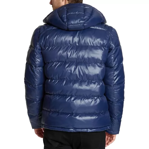 GUESS Mens Midweight Puffer Jacket With Removable HoodDark Royal Dry Blue