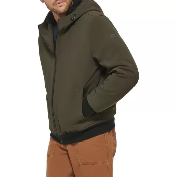 Dockers Mens Softshell Sherpa Lined Bomber JacketOlive