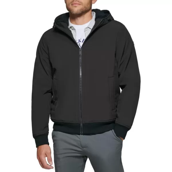 Dockers Mens Softshell Sherpa Lined Bomber JacketBlack