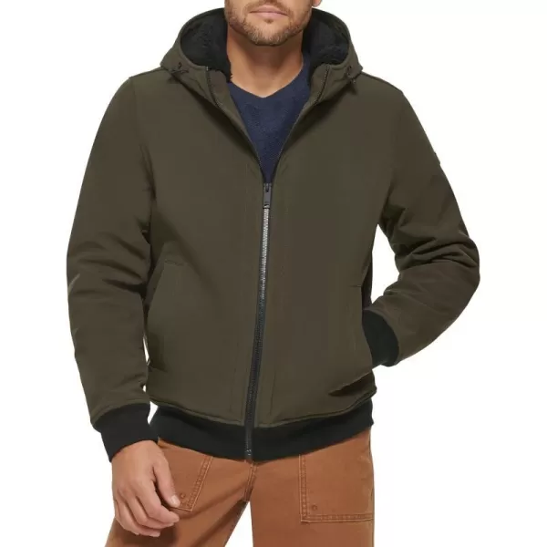 Dockers Mens Softshell Sherpa Lined Bomber JacketOlive