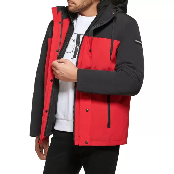 Calvin Klein Mens Arctic Faille 3 in 1 Systems JacketRed Combo