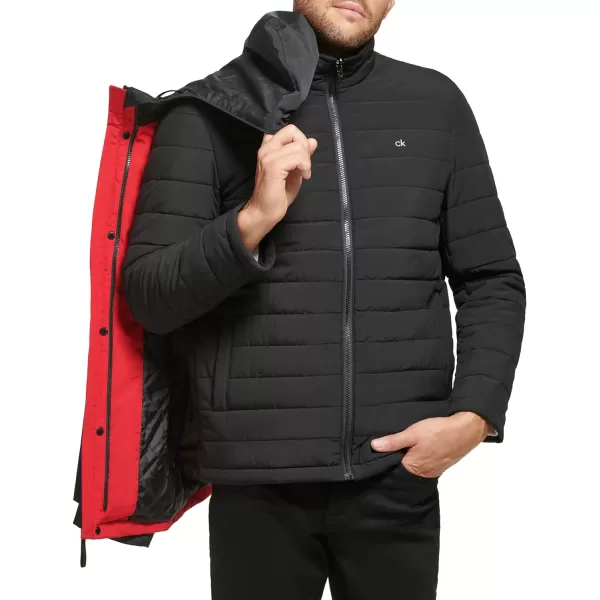 Calvin Klein Mens Arctic Faille 3 in 1 Systems JacketRed Combo