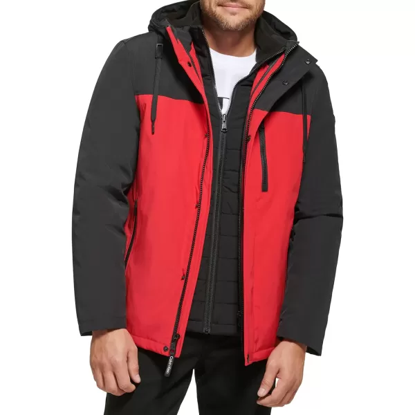 Calvin Klein Mens Arctic Faille 3 in 1 Systems JacketRed Combo