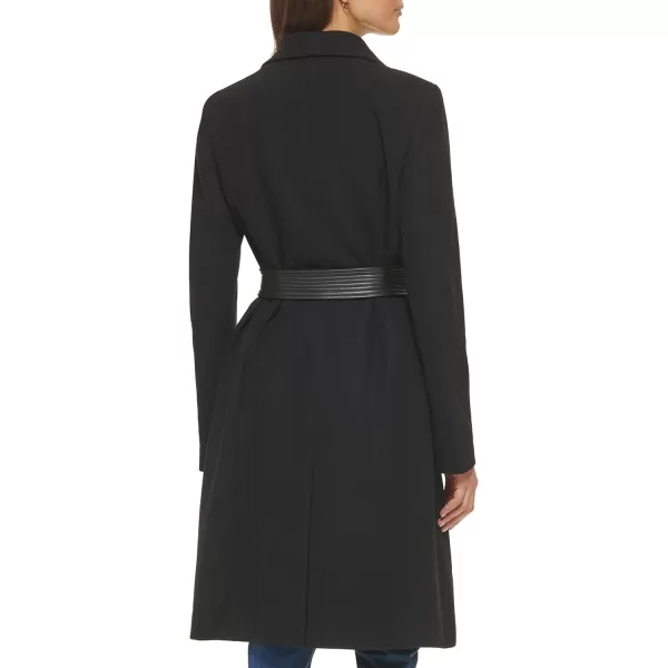 Cole Haan Womens Belted Coat Wool with Cuff DetailsBlack