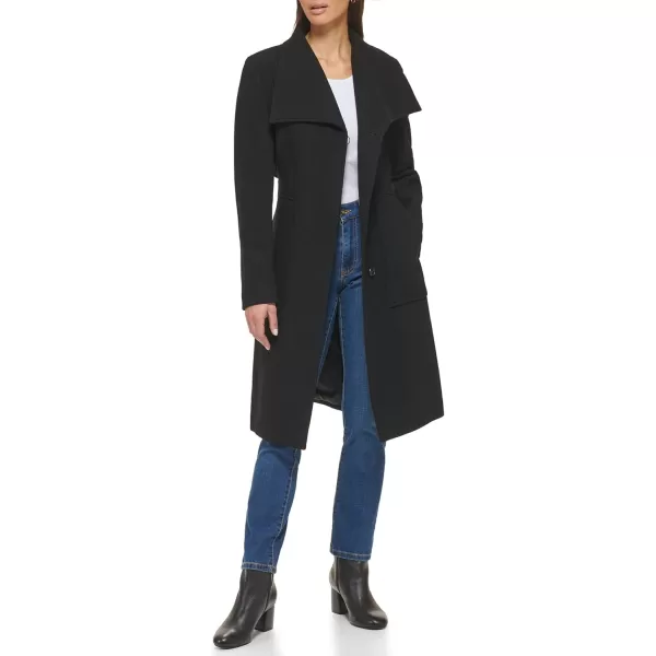 Cole Haan Womens Belted Coat Wool with Cuff DetailsBlack