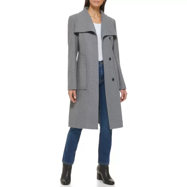 Cole Haan Womens Belted Coat Wool with Cuff DetailsLt Grey