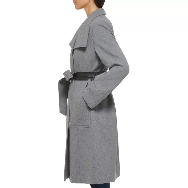 Cole Haan Womens Belted Coat Wool with Cuff DetailsLt Grey