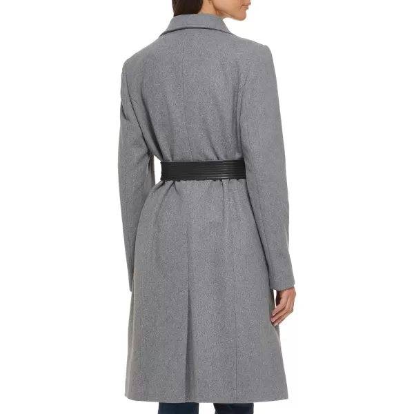 Cole Haan Womens Belted Coat Wool with Cuff DetailsLt Grey