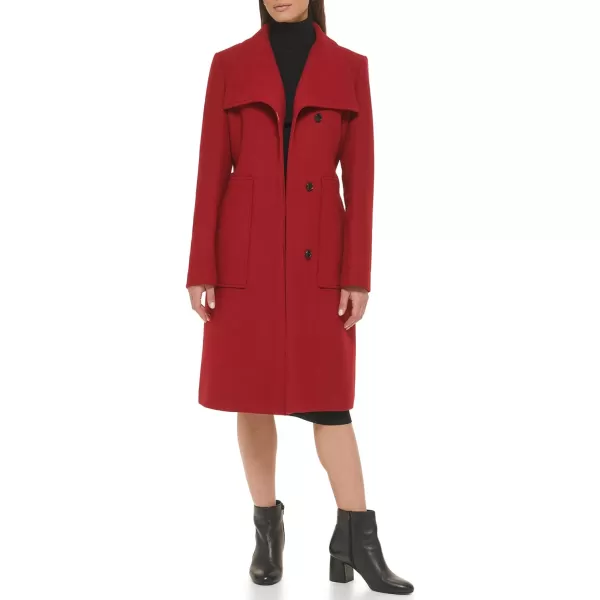 Cole Haan Womens Belted Coat Wool with Cuff DetailsRed