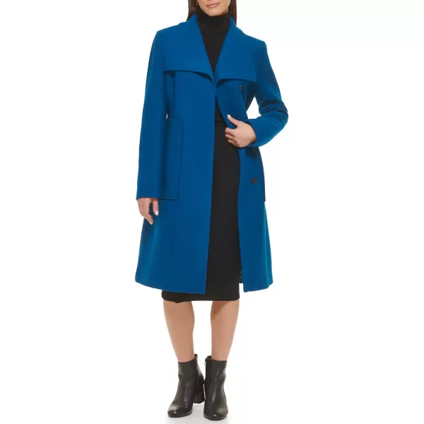 Cole Haan Womens Belted Coat Wool with Cuff DetailsTeal