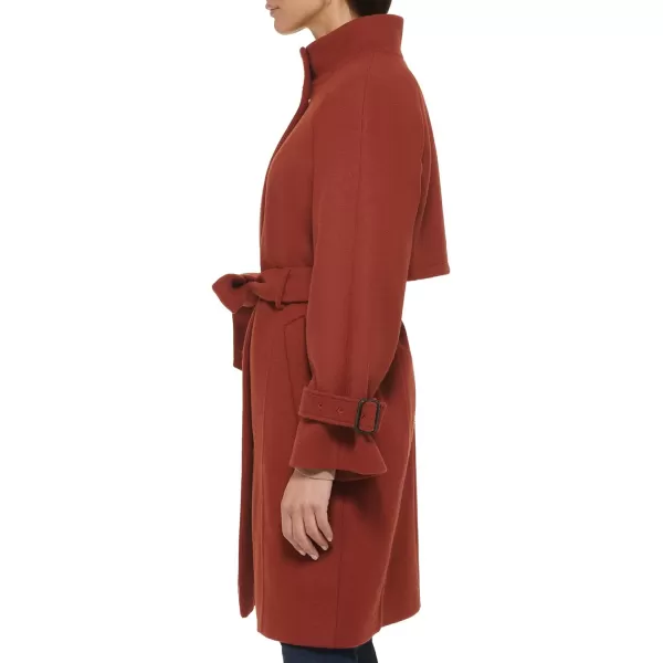 Cole Haan Womens Belted Raglan Melton Wool CoatRust