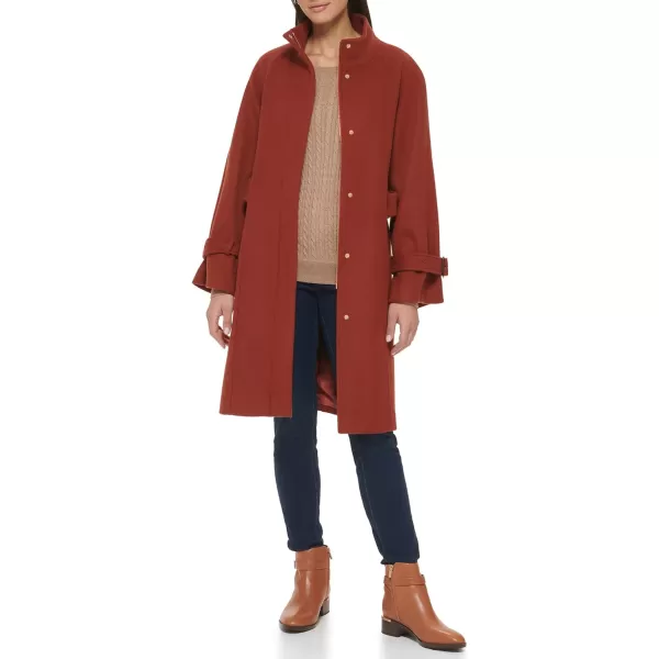 Cole Haan Womens Belted Raglan Melton Wool CoatRust