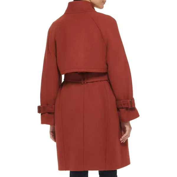 Cole Haan Womens Belted Raglan Melton Wool CoatRust