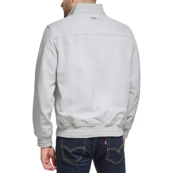 DKNY Mens Modern Knit Collar Bomber JacketLight Grey Microsuede