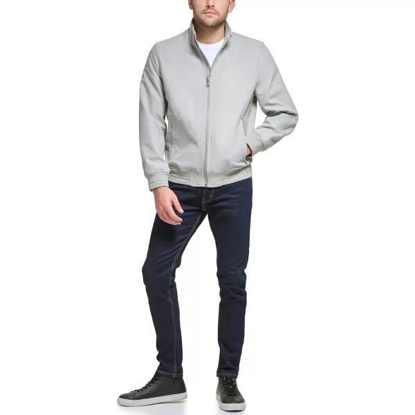 DKNY Mens Modern Knit Collar Bomber JacketLight Grey Microsuede
