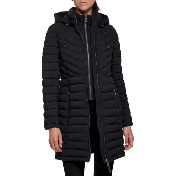 DKNY Womens Lightweight Outerwear Packable FullZipBlack