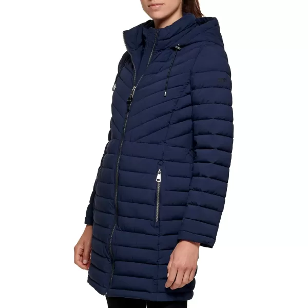 DKNY Womens Lightweight Outerwear Packable FullZipNavy