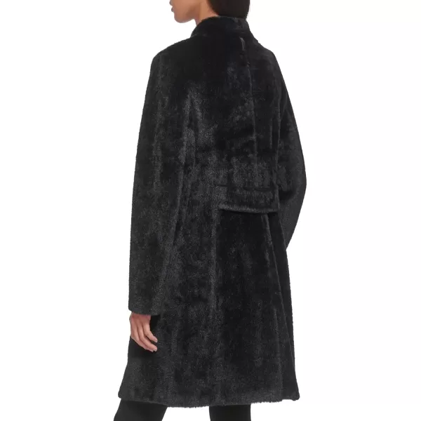 DKNY Womens Stylish Wool Outerwear Asymmetrical Button JacketBlack