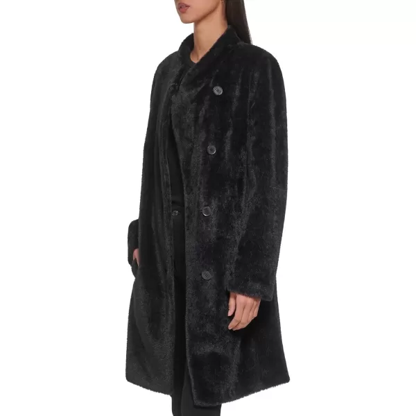 DKNY Womens Stylish Wool Outerwear Asymmetrical Button JacketBlack