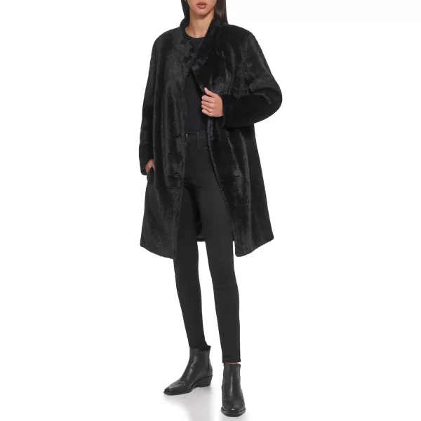 DKNY Womens Stylish Wool Outerwear Asymmetrical Button JacketBlack