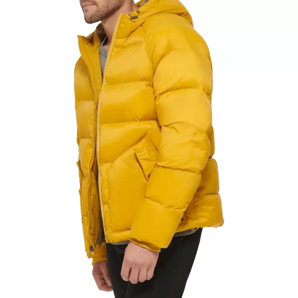 Dockers Mens Recycled Quilted Hooded Puffer JacketGold