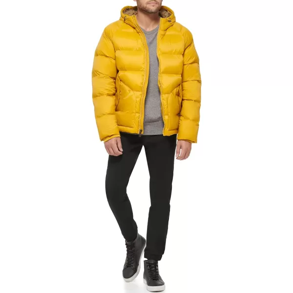 Dockers Mens Recycled Quilted Hooded Puffer JacketGold
