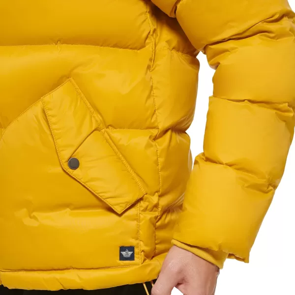 Dockers Mens Recycled Quilted Hooded Puffer JacketGold
