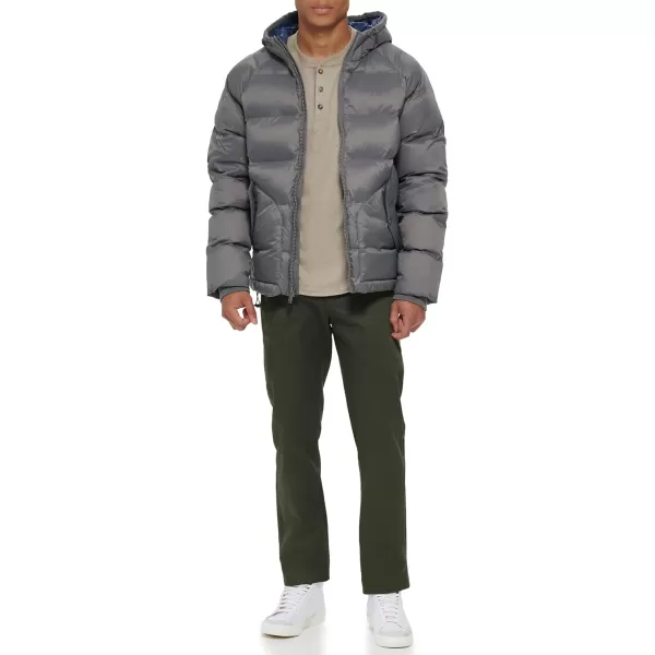 Dockers Mens Recycled Quilted Hooded Puffer JacketGrey