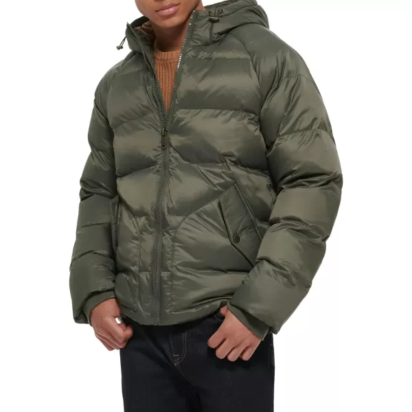 Dockers Mens Recycled Quilted Hooded Puffer JacketOlive