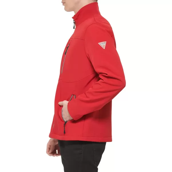 GUESS Mens Softshell Long Sleeve 1 Chest Pocket JacketFire Red