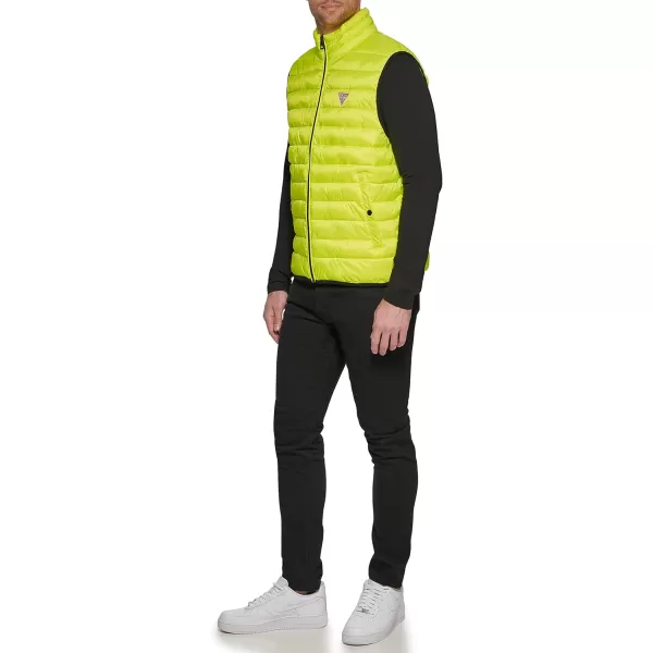 GUESS mens Essential Light Weight Transitional VestNeon Yellow