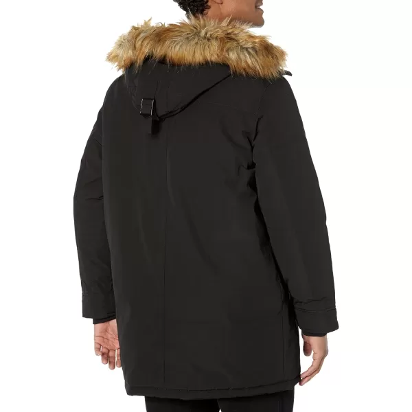 GUESS mens Heavyweight Hooded Parka Jacket With Removable Faux Fur TrimJet Black