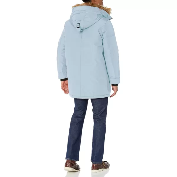 GUESS mens Heavyweight Hooded Parka Jacket With Removable Faux Fur TrimPowder Blue