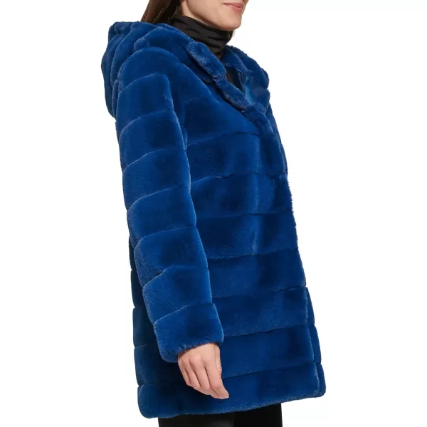 Kenneth Cole Womens Classic Mink Style Faux Fur CoatTeal