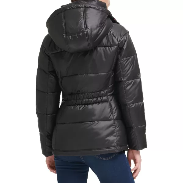 Kenneth Cole Womens Horizontal Zip Puffer JacketBlack