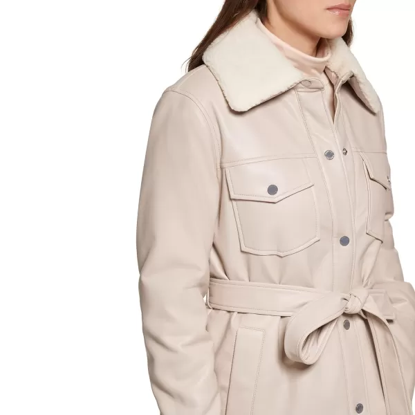 Kenneth Cole Womens Sherpa Lined Collar Shacket with BeltBone