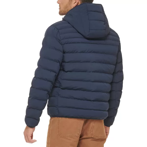 Levis Mens Water Resistant Performance Stretch Hooded Puffer JacketNavy