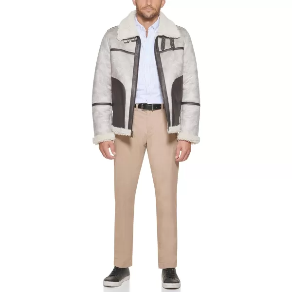 Tommy Hilfiger Mens Faux Shearling Aviator JacketTundra