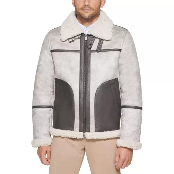 Tommy Hilfiger Mens Faux Shearling Aviator JacketTundra