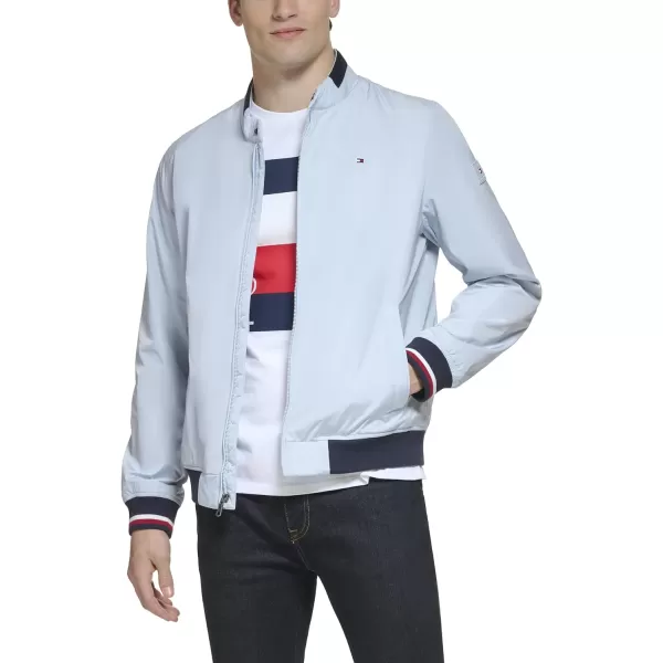 Tommy Hilfiger Mens Lightweight Varsity Rib Knit Bomber JacketPastel Blue