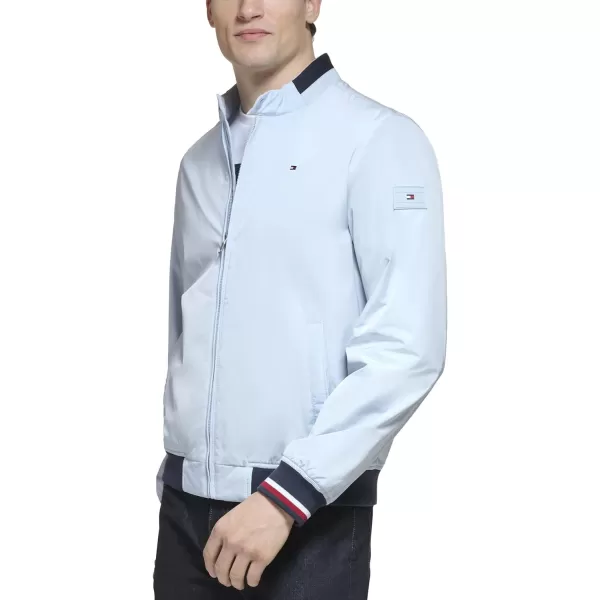 Tommy Hilfiger Mens Lightweight Varsity Rib Knit Bomber JacketPastel Blue