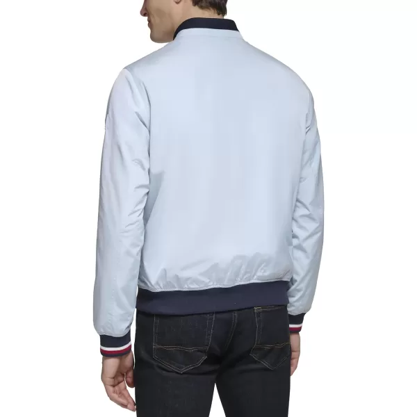 Tommy Hilfiger Mens Lightweight Varsity Rib Knit Bomber JacketPastel Blue