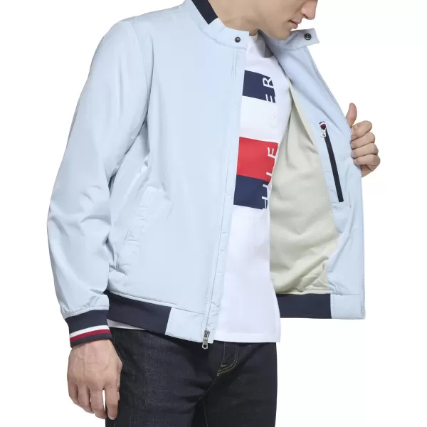 Tommy Hilfiger Mens Lightweight Varsity Rib Knit Bomber JacketPastel Blue