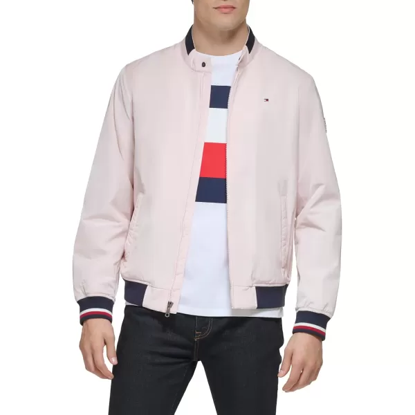 Tommy Hilfiger Mens Lightweight Varsity Rib Knit Bomber JacketPastel Pink