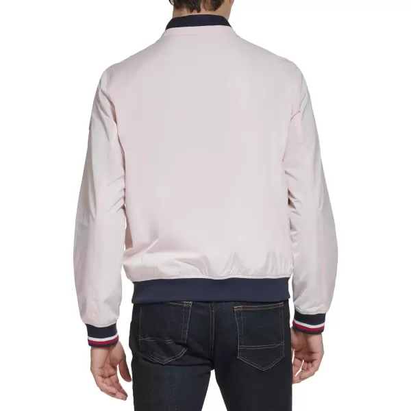 Tommy Hilfiger Mens Lightweight Varsity Rib Knit Bomber JacketPastel Pink