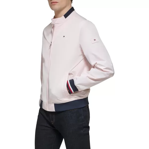 Tommy Hilfiger Mens Lightweight Varsity Rib Knit Bomber JacketPastel Pink