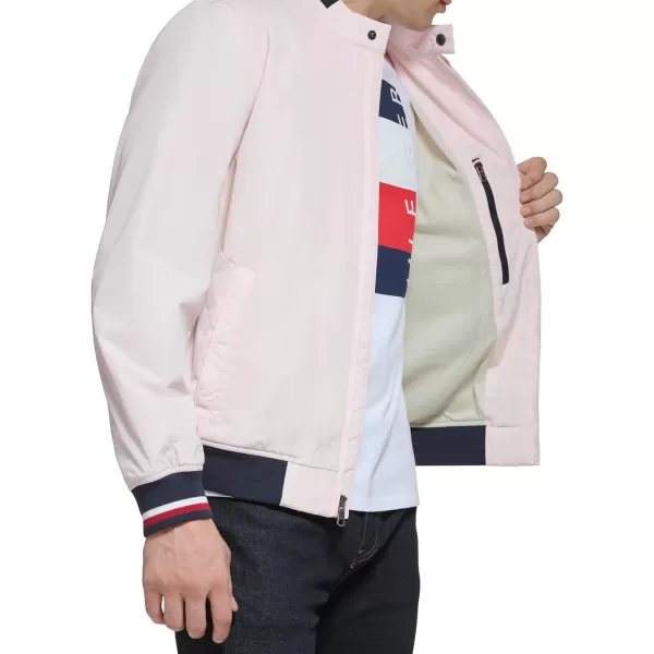 Tommy Hilfiger Mens Lightweight Varsity Rib Knit Bomber JacketPastel Pink